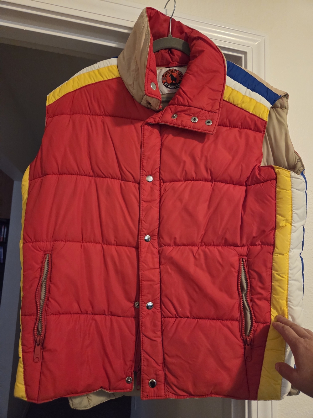 Men's Vintage Puffer Vest Mountain Goat White Stag XL